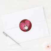 Kat in het hart ronde sticker (Envelop)