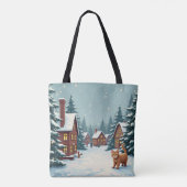 Kat in het kerstdorp tote bag (Achterkant)