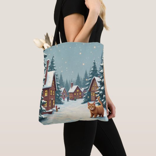 Kat in het kerstdorp tote bag (Dichtbij)