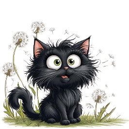 Kat in het land van pluizige paardenbloemen mok