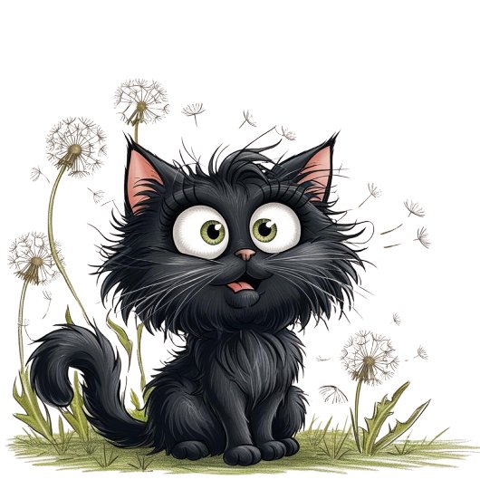 Kat in het land van pluizige paardenbloemen mok