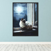 Kat in het maanlicht canvas afdruk (Insitu (Houten vloer))