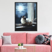 Kat in het maanlicht canvas afdruk (Insitu (Woonkamer))