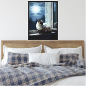 Kat in het maanlicht canvas afdruk (Insitu (Slaapkamer))