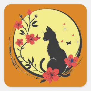 Kat in het maanlicht Stickers