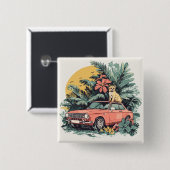 Kat in het oerwoud vierkante button 5,1 cm (Voorkant /achterkant)