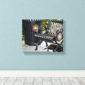 Kat in het park canvas afdruk (Insitu (Houten vloer))