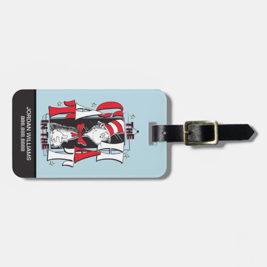 Kat in het Pet | B&W-tekst Bagagelabel (Voorkant horizontaal)