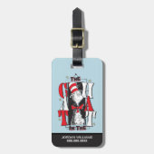 Kat in het Pet | B&W-tekst Bagagelabel (Voorkant verticaal)