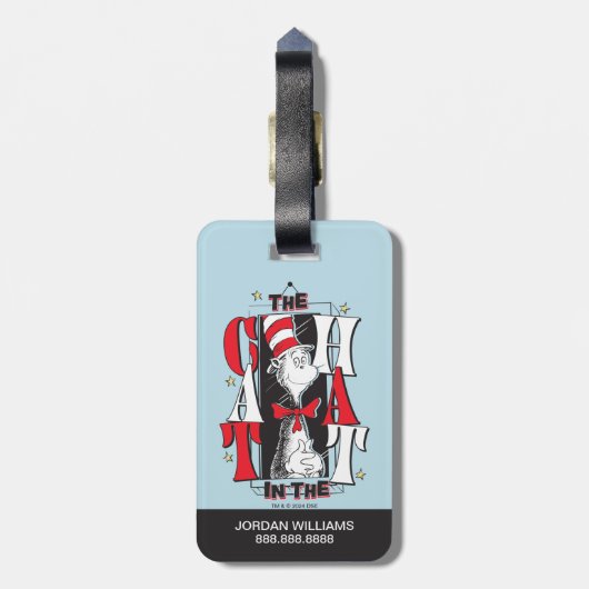 Kat in het Pet | B&W-tekst Bagagelabel (Achterkant verticaal)