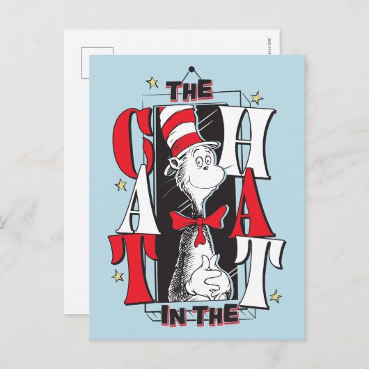 Kat in het Pet | B&W-tekst Briefkaart (Voorkant / Achterkant)