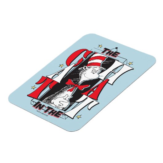 Kat in het Pet | B&W-tekst Magneet (Linkerzijde)