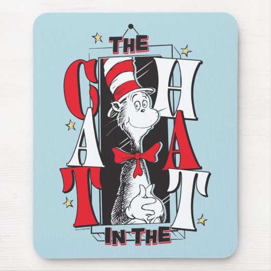 Kat in het Pet | B&W-tekst Muismat (Voorkant)