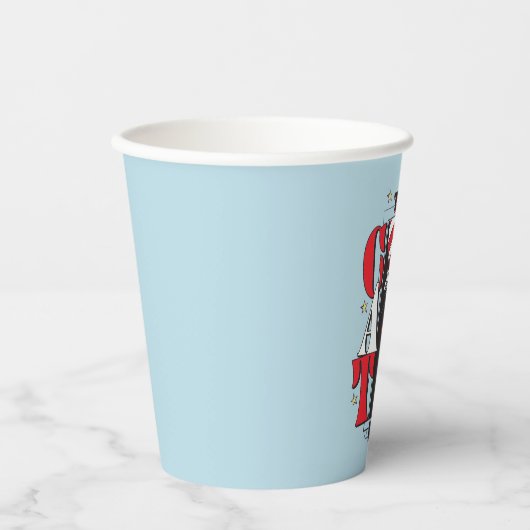 Kat in het Pet | B&W-tekst Papieren Bekers (Voorkant)