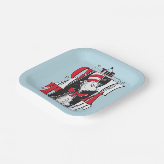 Kat in het Pet | B&W-tekst Papieren Bordje (Gebogen)