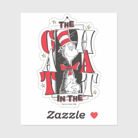 Kat in het Pet | B&W-tekst Sticker (Vel)