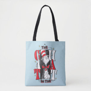 Kat in het Pet   B&W-tekst Tote Bag