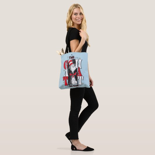Kat in het Pet | B&W-tekst Tote Bag (Op model)