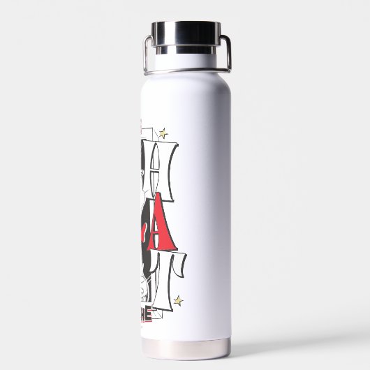 Kat in het Pet | B&W-tekst Waterfles (Achterkant)