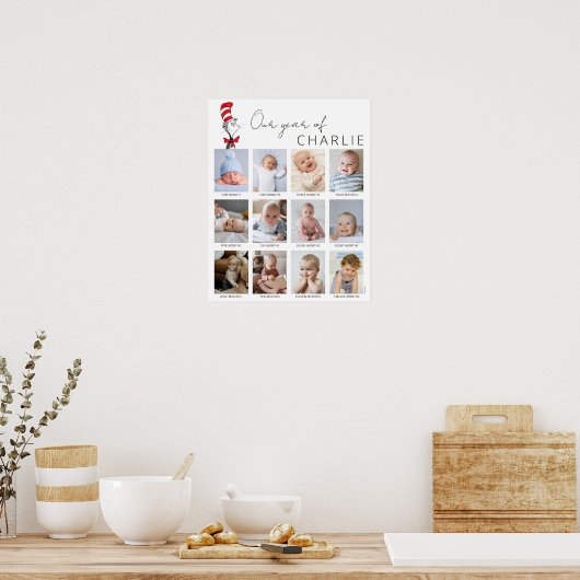 Kat in het Pet | Baby's 1e jaar fotocollage Poster (Keuken)