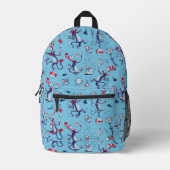 Kat in het Pet | Blauw patroon Bedrukte Rugzak (Voorkant)