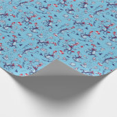 Kat in het Pet | Blauw patroon Cadeaupapier (Hoek)