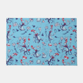 Kat in het Pet | Blauw patroon Deurmat (Voorkant)