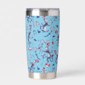 Kat in het Pet | Blauw patroon Geïsoleerde Drinkbeker (Voorkant)