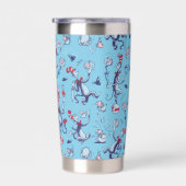 Kat in het Pet | Blauw patroon Geïsoleerde Drinkbeker (Rechts)