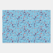 Kat in het Pet | Blauw patroon Inpakpapier Vel (Voorkant 3)