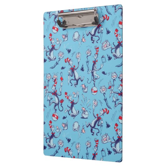 Kat in het Pet | Blauw patroon Klembord (Links)