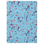 Kat in het Pet | Blauw patroon Klembord (Achterkant)