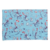 Kat in het Pet | Blauw patroon Kussensloop (Voorkant-Rechts)