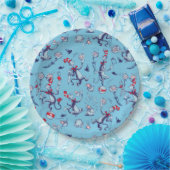 Kat in het Pet | Blauw patroon Papieren Bordje (Feest)