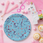 Kat in het Pet | Blauw patroon Papieren Bordje (Feest)