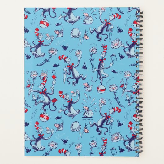 Kat in het Pet | Blauw patroon Planner (Achterkant)