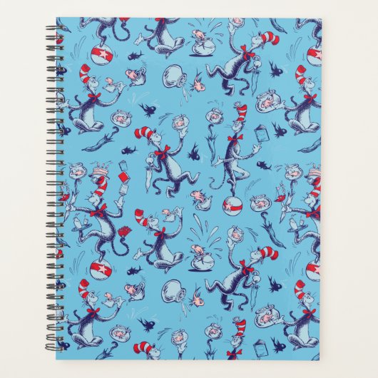 Kat in het Pet | Blauw patroon Planner (Voorkant)