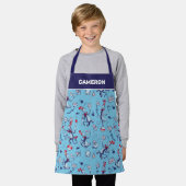 Kat in het Pet | Blauw patroon Schort (Gedragen)