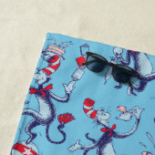 Kat in het Pet | Blauw patroon Strandlaken (In situ)