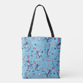 Kat in het Pet | Blauw patroon Tote Bag (Achterkant)