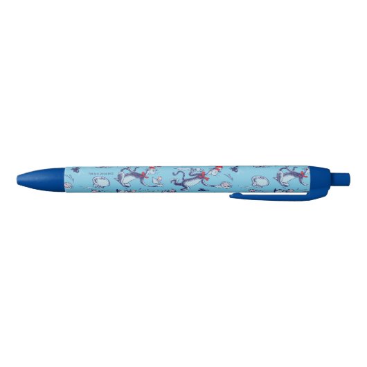 Kat in het Pet | Blauw patroon Zwarte Inkt Pen (Bodem)