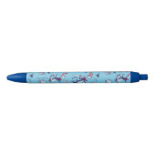 Kat in het Pet | Blauw patroon Zwarte Inkt Pen (Voorkant)