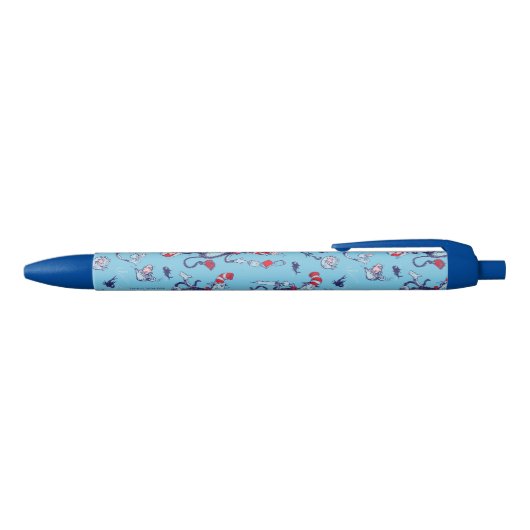 Kat in het Pet | Blauw patroon Zwarte Inkt Pen (Bovenkant)
