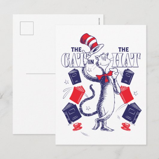 Kat in het Pet | Boeken lezen Briefkaart (Voorkant / Achterkant)