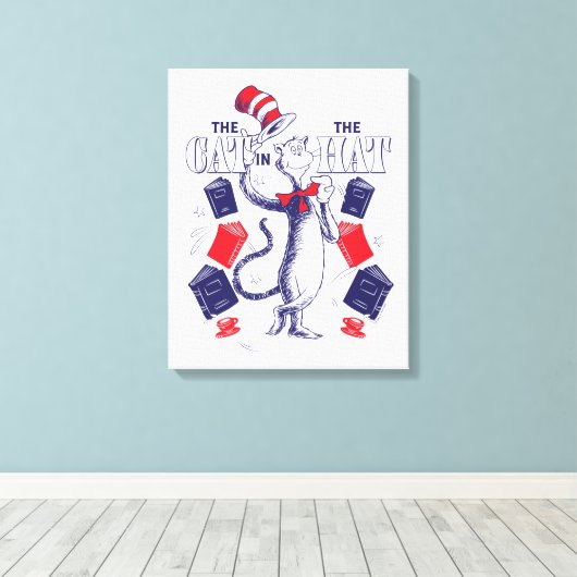 Kat in het Pet | Boeken lezen Canvas Afdruk (Insitu (Houten vloer))