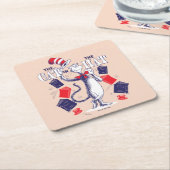 Kat in het Pet | Boeken lezen Kartonnen Onderzetters (Schuin)