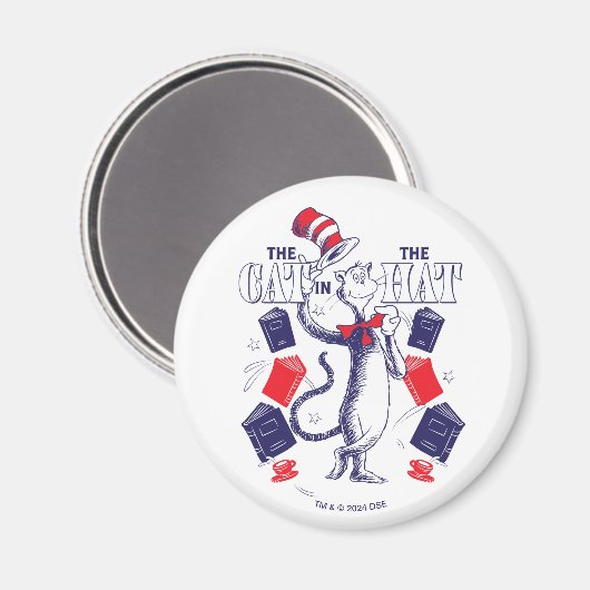 Kat in het Pet | Boeken lezen Magneet (Voorkant / Achterkant)