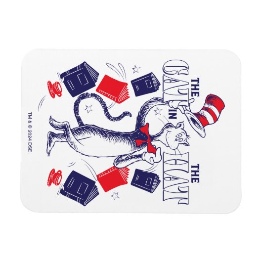 Kat in het Pet | Boeken lezen Magneet (Horizontaal)