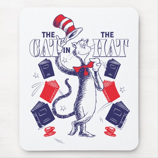 Kat in het Pet | Boeken lezen Muismat (Voorkant)