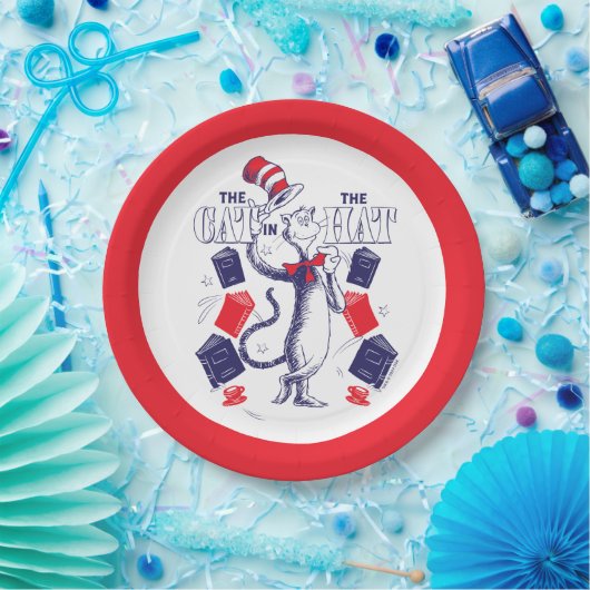 Kat in het Pet | Boeken lezen Papieren Bordje (Feest)